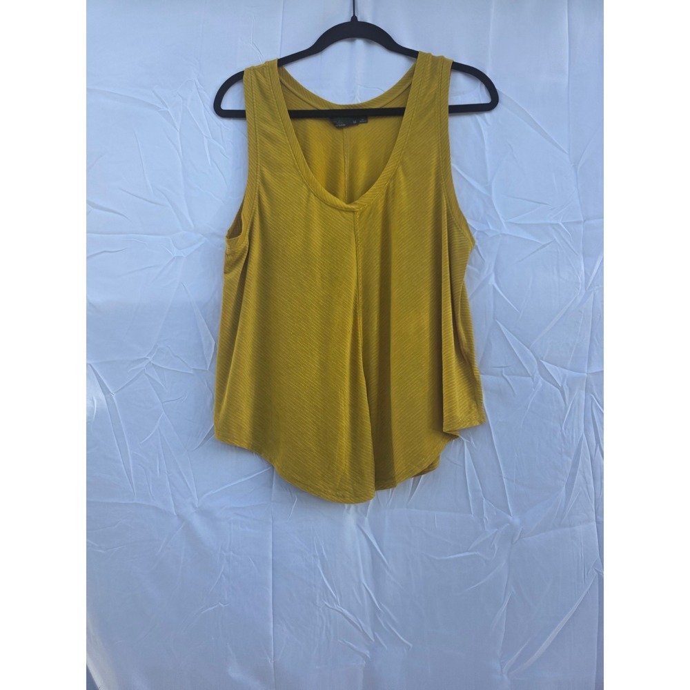 Prana Mustard Yellow Ribbed V-Neck Tank Top Women Medium Recycled Blend Casual
